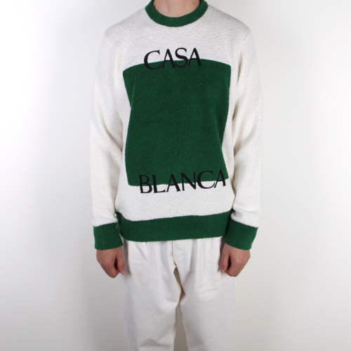 [클로딩캡슐] 캐시미어블렌드 자수로고 맨투맨 아이보리그린