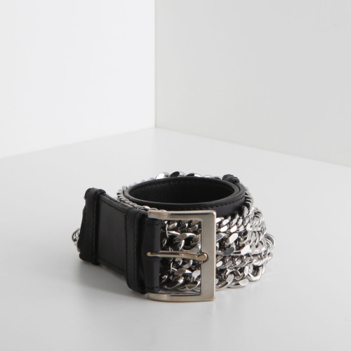 [클로딩캡슐] 실버체인 벨트 블랙 911C476 176