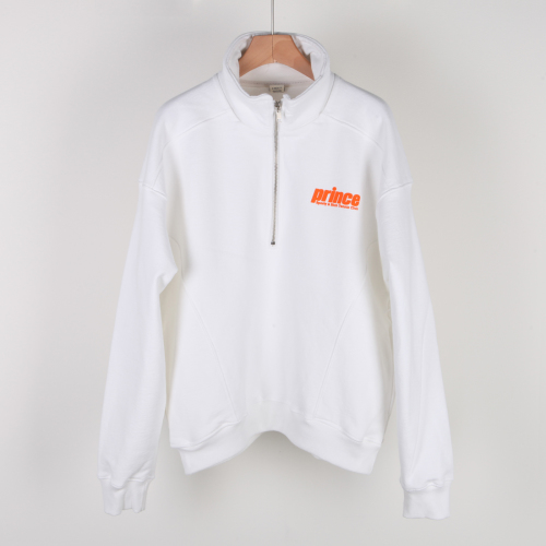 [클로딩캡슐] 공용 프린스 하프집업 맨투맨 화이트 QZ511WH