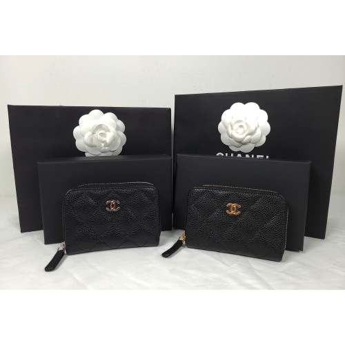 [국내배송] 쇼핑백 풀셋 샤넬 클래식 지퍼 카드지갑 AP0216 금장/은장