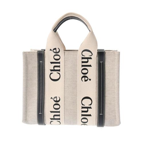 [당일발송] 끌로에 WoW WOODY 스몰 토트 백 베이지네이비 CHC22AS397/J2891J