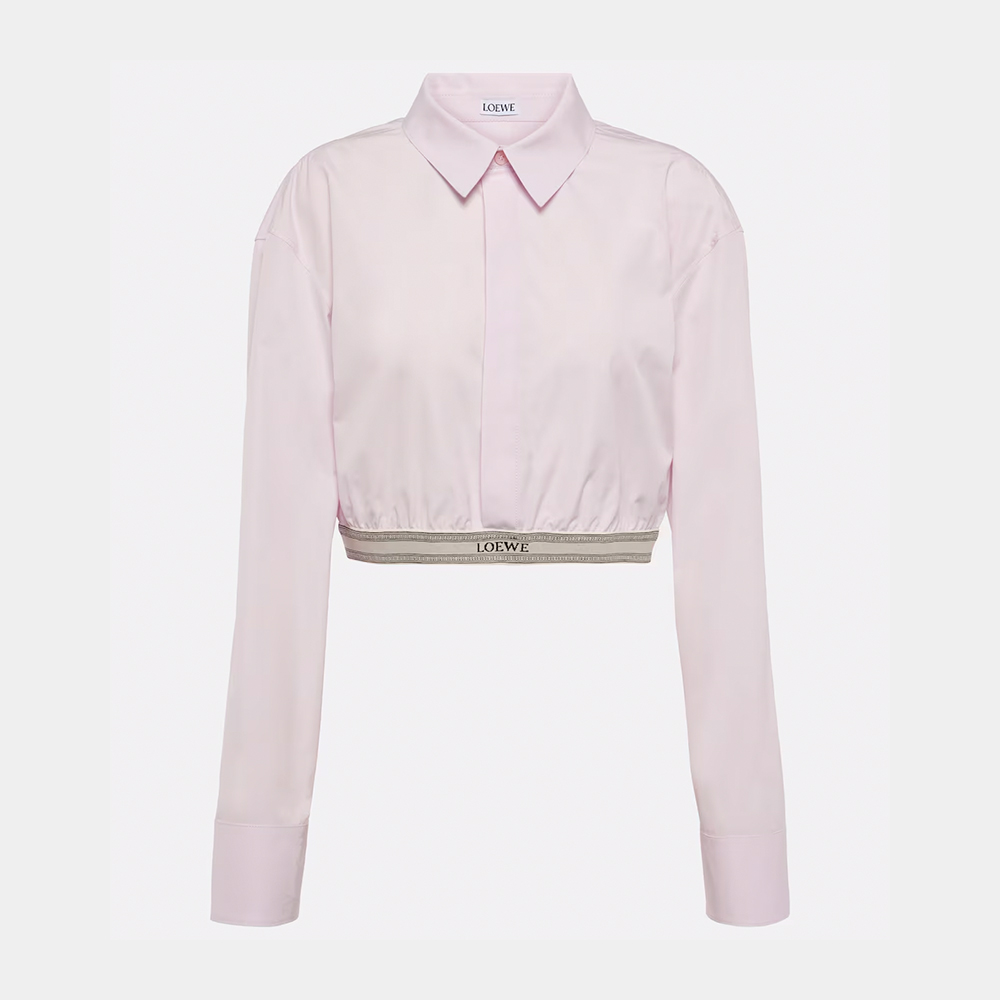 당일배송로에베 여성 로고 크롭 와이셔츠 화이트 S359Y05XAX 2090