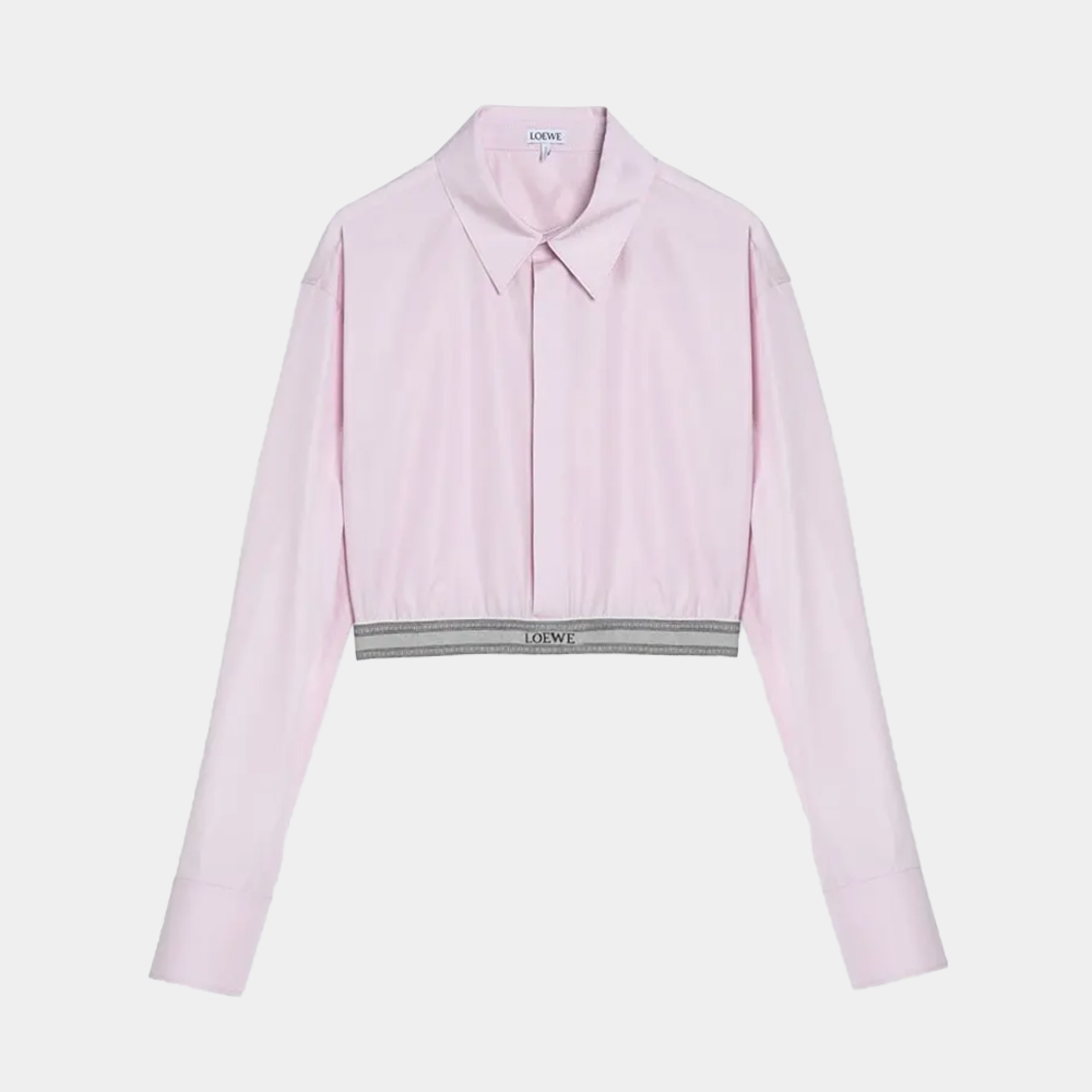 당일배송로에베 여성 엘라스틱 로고 크롭 와이셔츠 핑크 S359Y05XAX 3864